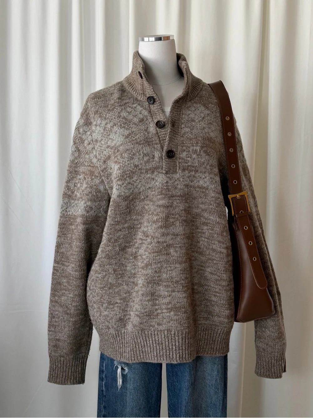 Banana Republic Extra Fine Merino Wool Sweater Large Mock Neck Sweater